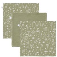 Picture of Facecloths Wild Flowers Olive / Pure Olive