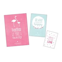 Picture of Poster and cards pink, set of 3