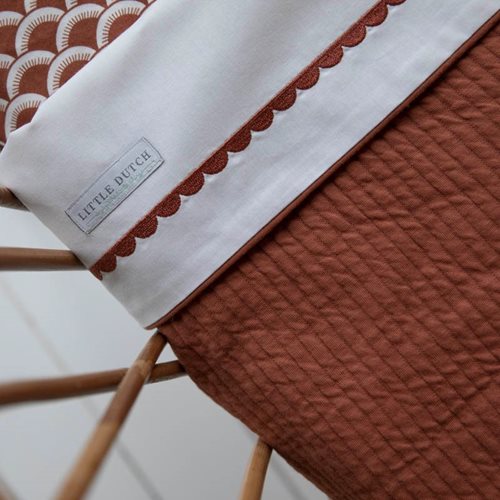 Picture of Cot sheet rust Rounded embroidered