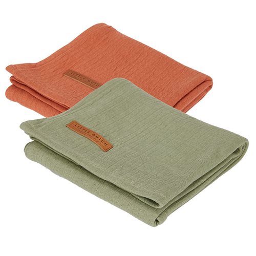 Picture of Muslin cloths 70 x 70 Pure Olive/Rust 