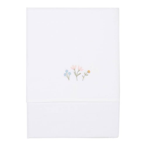 Picture of Cot Sheet Embroided Flowers & Butterflies geborduurd