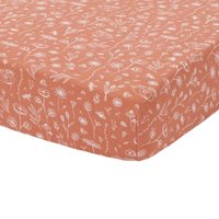 Picture of Fitted cot sheet Wild Flowers Rust