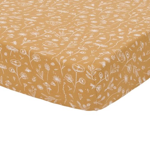 Picture of Fitted cot sheet Wild Flowers Ochre