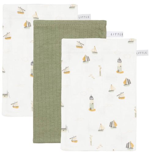 Picture of Washandjes set      Pure Olive / Sailors Bay White 