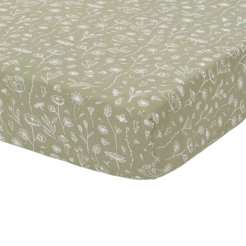 Picture of Fitted bassinet sheet Wild Flowers Olive