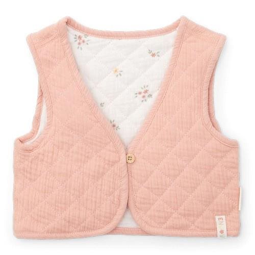 Picture of Reversible gilet muslin Flower Pink / White Meadows - 74/80