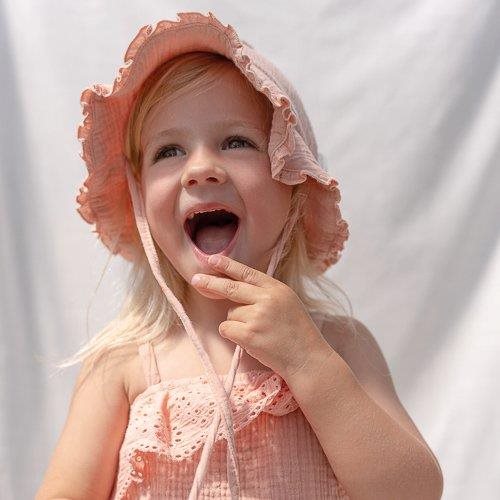 Picture of Muslin hat Flower Pink - size 1 (size 74 - 86)