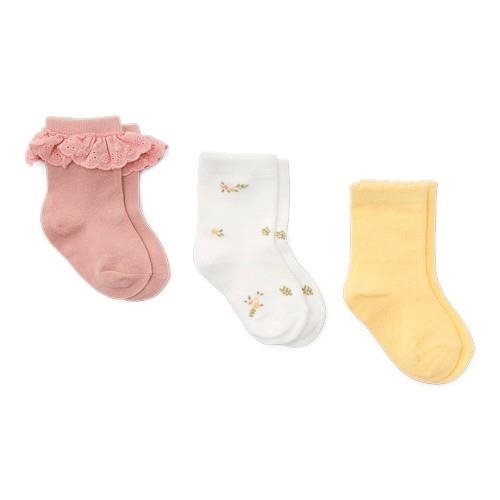 Picture of 3-pack Socks Flower Pink / White Meadows / Honey Yellow - size 17 - 19